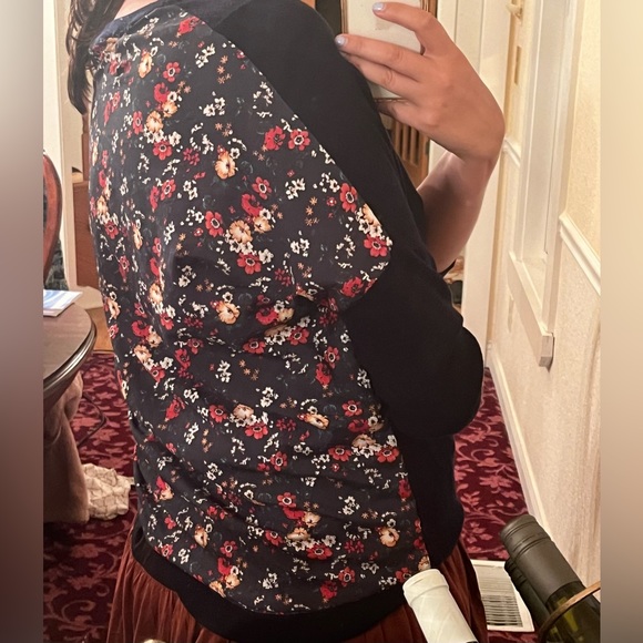 Derek Lam Collective Black Floral Knit Back Sweater Size large $240 - Picture 4 of 11